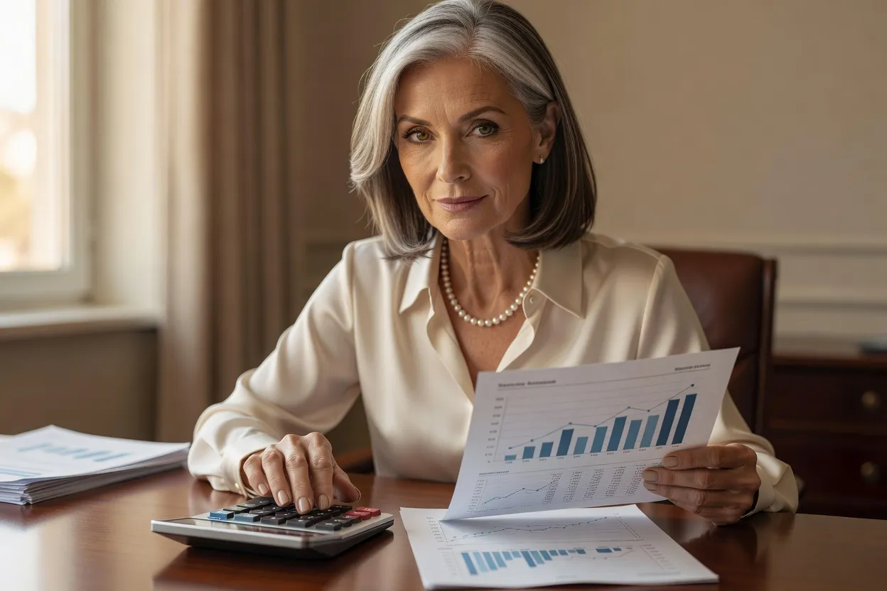 Reviewing a pension statement and running the numbers before a relocation decision.