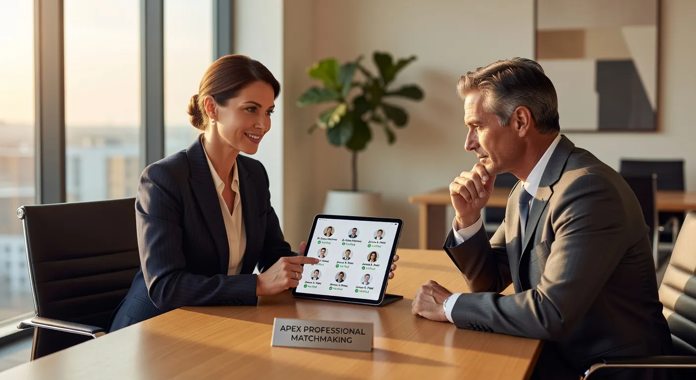 Professional matchmaking consultant with client