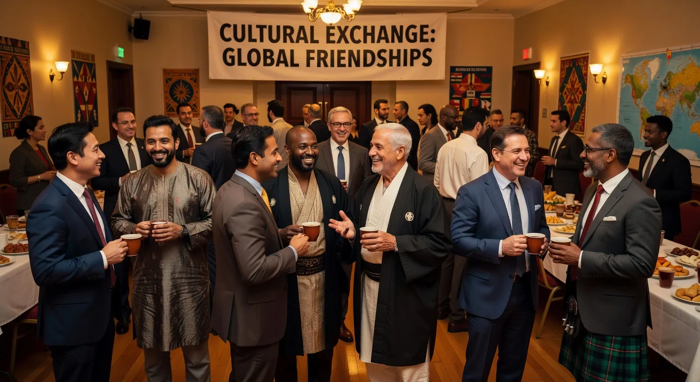 International men at cultural exchange event