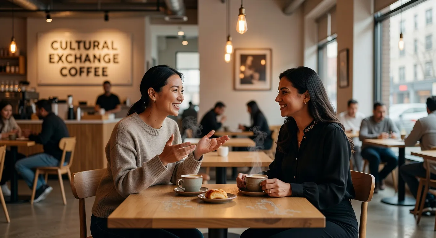 Women having coffee and cultural conversation