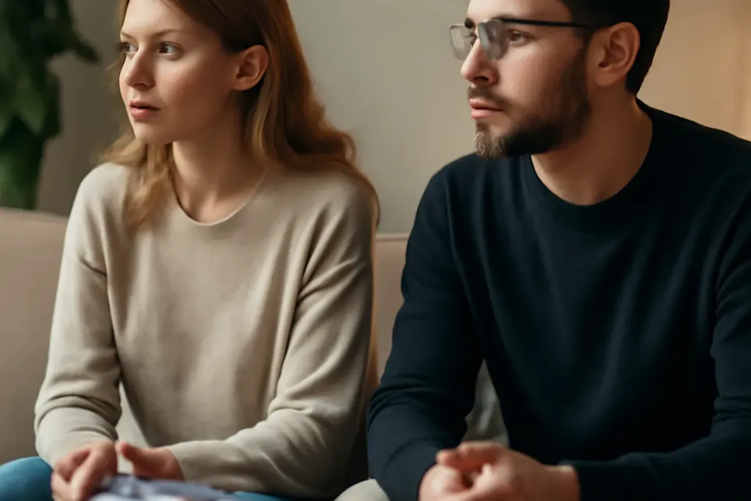 Intercultural couple in therapy session with psychologist Paris